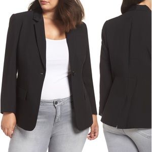 1.State one-button stretch crepe blazer